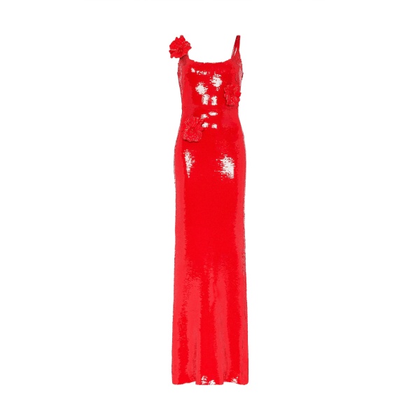 David Koma Sequin Gown With 3D Flowers