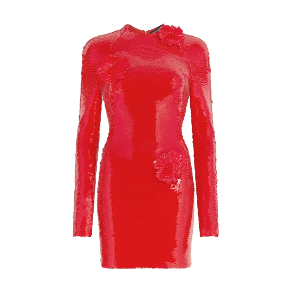 Sequin Mini Dress With 3D Flowers