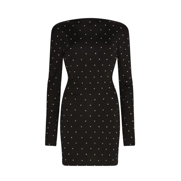 Star Rhinestone Open Back Mini Dress