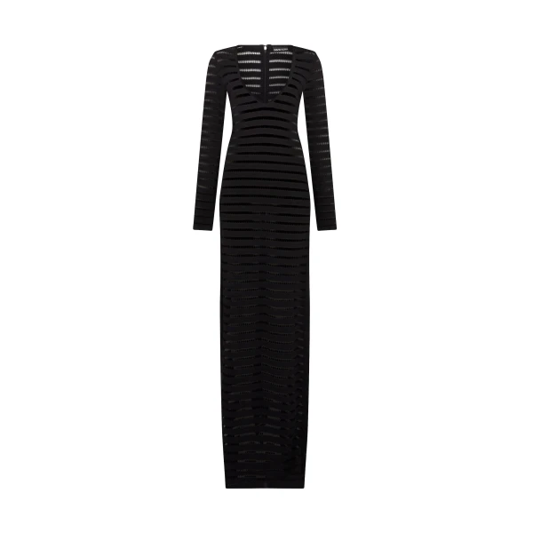 Striped Cutout Knit Gown