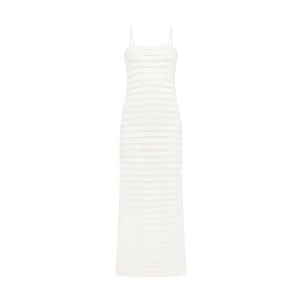 Striped Cutout Knit Midi Dress