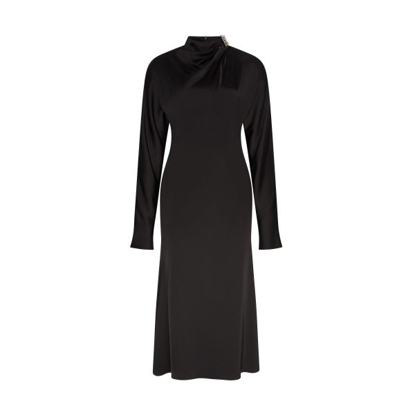 David Koma Structured Shoulders Satin Midi Dress