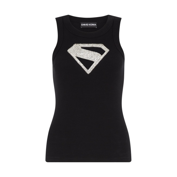 David Koma Supergirl X David Koma Crystal Logo Tank Top