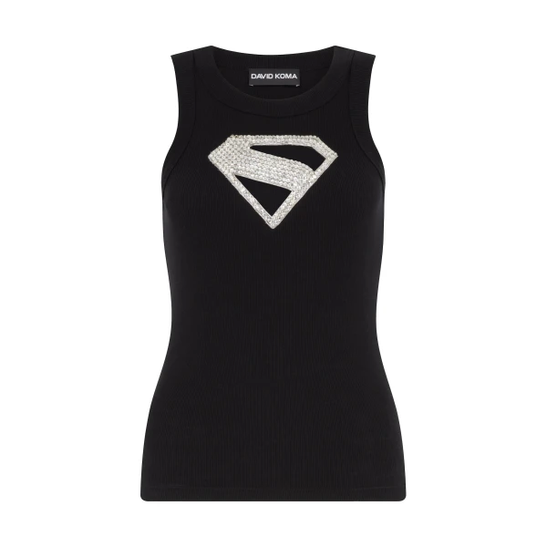David Koma Supergirl X David Koma Crystal Logo Tank Top