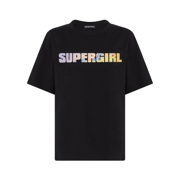 David Koma Supergirl X David Koma Logo Print T-shirt Top