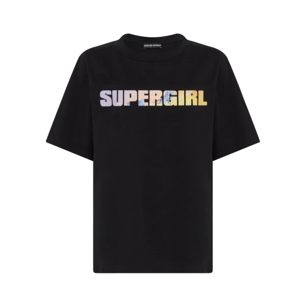 David Koma Supergirl X David Koma Logo Print T-shirt Top