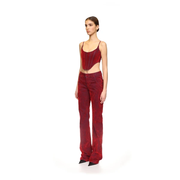 David Koma Velvet Denim Corset Top, view 3