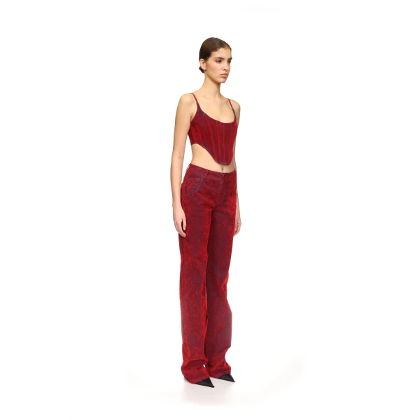 David Koma Velvet Denim Corset Top, view 4