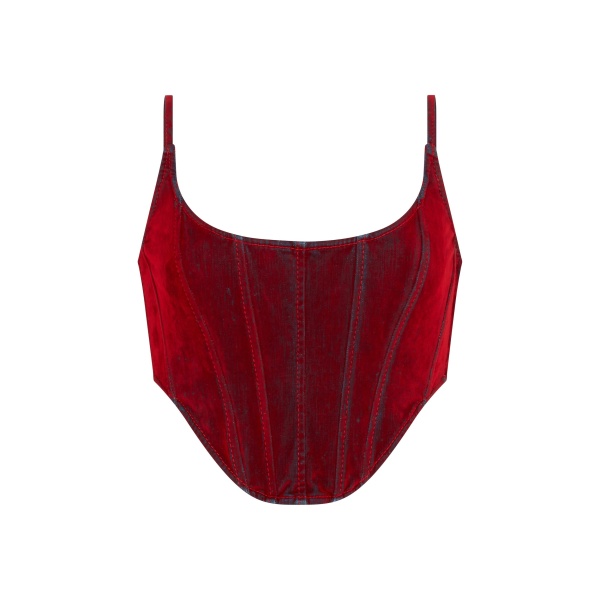 David Koma Velvet Denim Corset Top