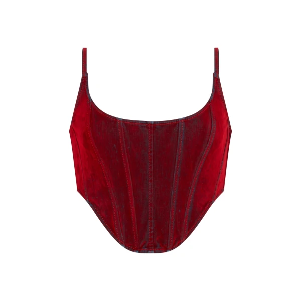 David Koma Velvet Denim Corset Top