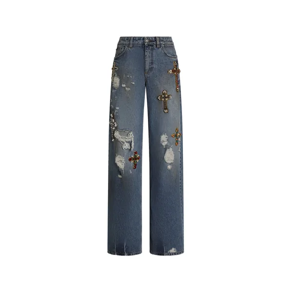 Dolce & Gabbana 5-pocket denim trousers with emrboidery