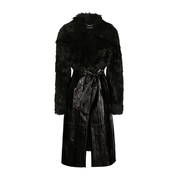 Dolce & Gabbana Alpaca and eel skin single-breasted coat with belt