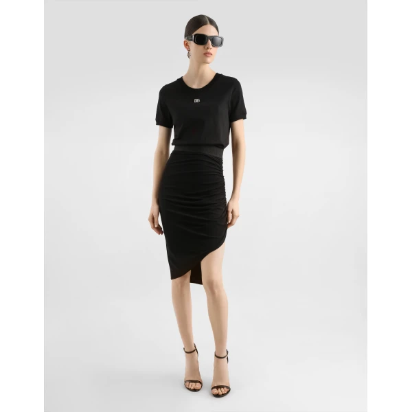 Dolce & Gabbana Asymmetrical jersey skirt with draping, view 2
