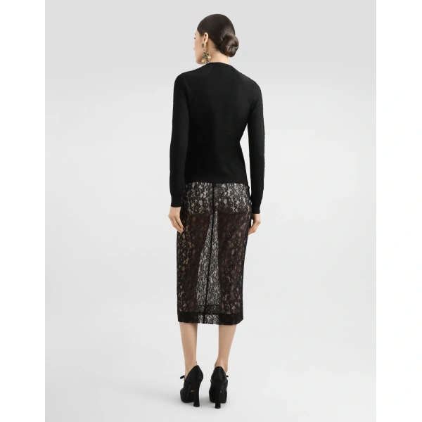 Dolce & Gabbana Calf-length floral lace dress, view 3