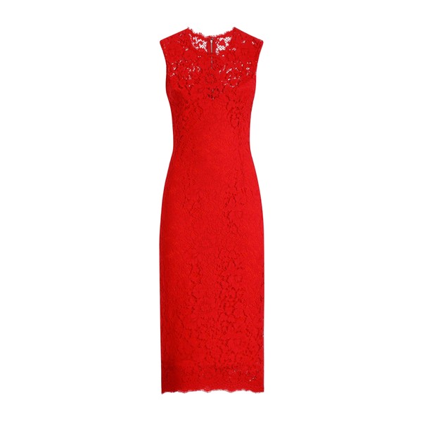 Dolce & Gabbana Calf-length sheath dress in floral cordonetto lace