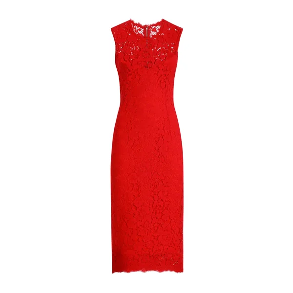 Dolce & Gabbana Calf-length sheath dress in floral cordonetto lace