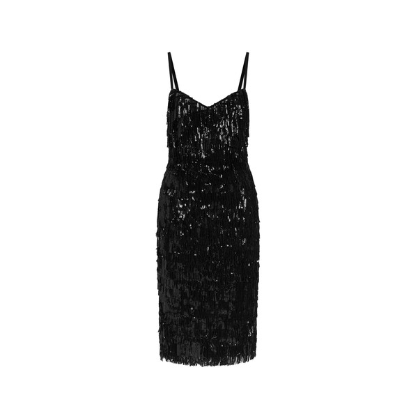 Dolce & Gabbana Calf-length slip dress with sequined fringing