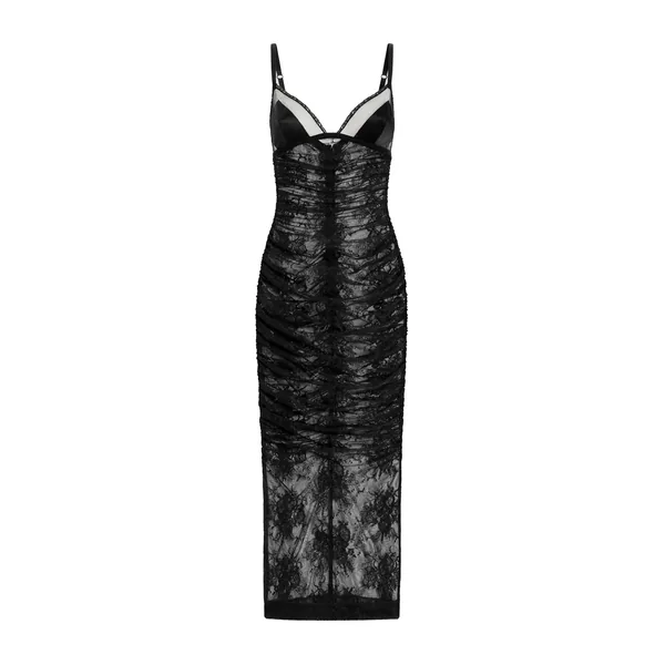 Dolce & Gabbana Calf-length stretch Chantilly lace slip dress