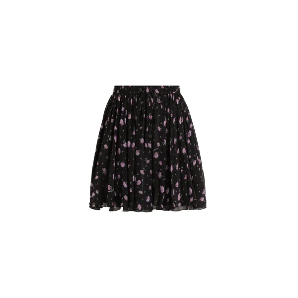 Carnations-print chiffon circle skirt