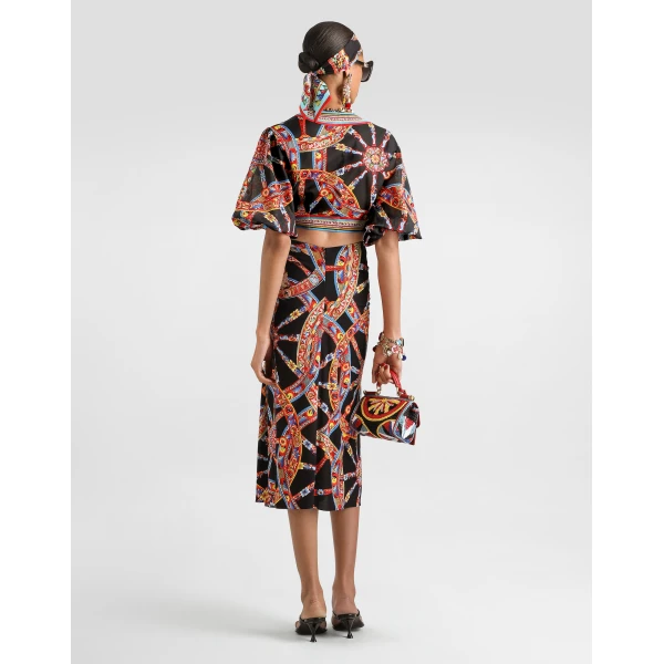 Dolce & Gabbana Carretto-print batiste top, view 3