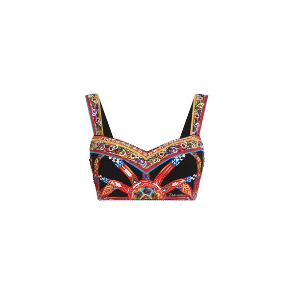 Dolce & Gabbana Carretto-print charmeuse bustier top