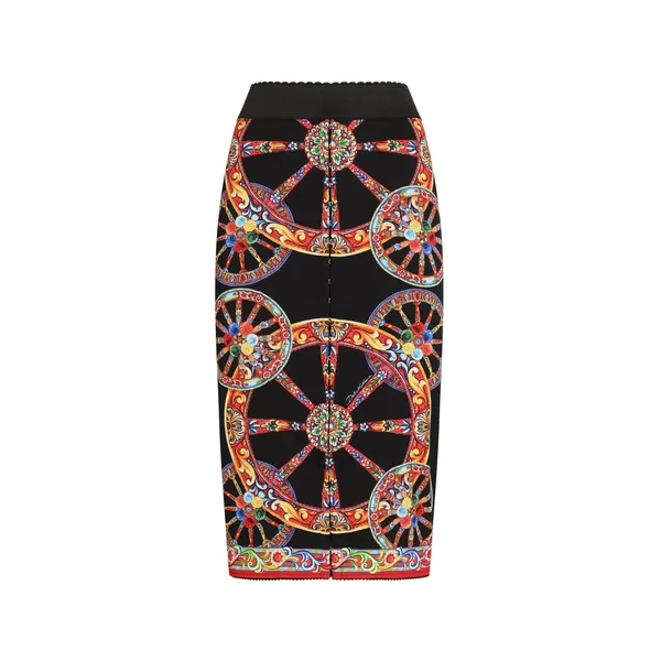 Dolce & Gabbana Carretto-print charmeuse long skirt