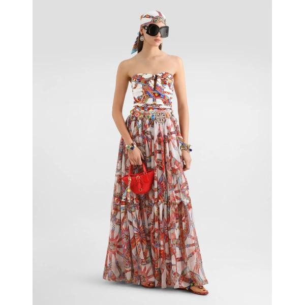 Dolce & Gabbana Carretto-print charmeuse top, view 2