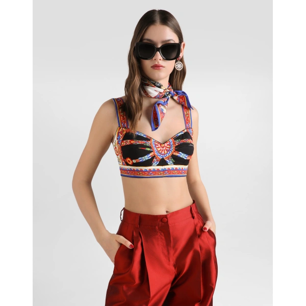 Dolce & Gabbana Carretto-print charmeuse top, view 4