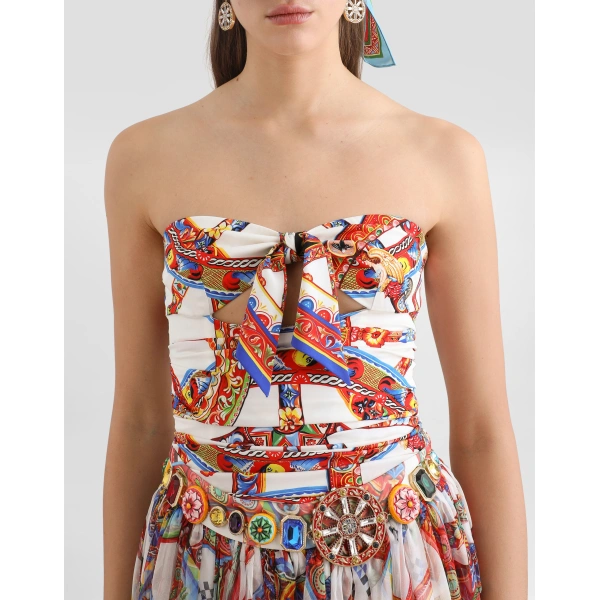 Dolce & Gabbana Carretto-print charmeuse top, view 4