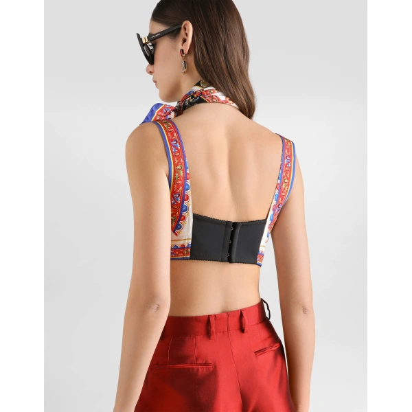 Dolce & Gabbana Carretto-print charmeuse top, view 5
