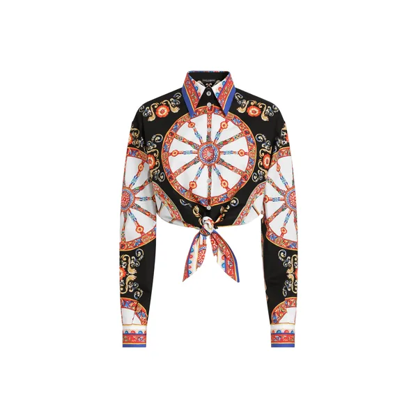 Carretto-print cotton poplin shirt