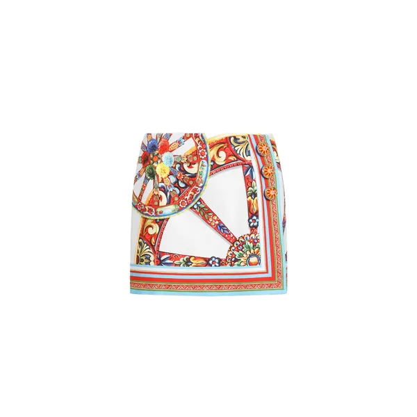 Carretto-print fabric miniskirt