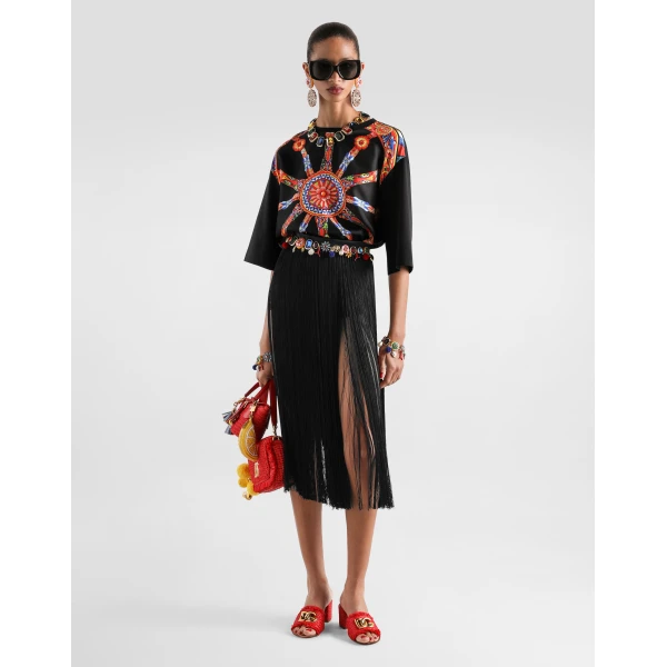 Dolce & Gabbana Carretto-print jersey t-shirt Top, view 2