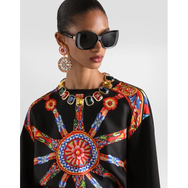 Dolce & Gabbana Carretto-print jersey t-shirt Top, view 4