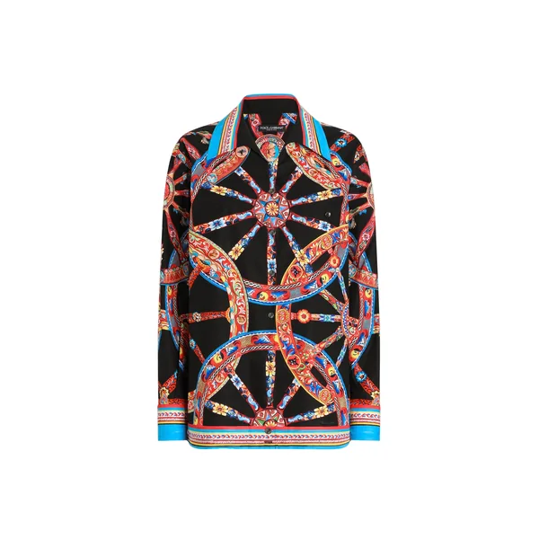 Carretto-print poplin hawaii shirt