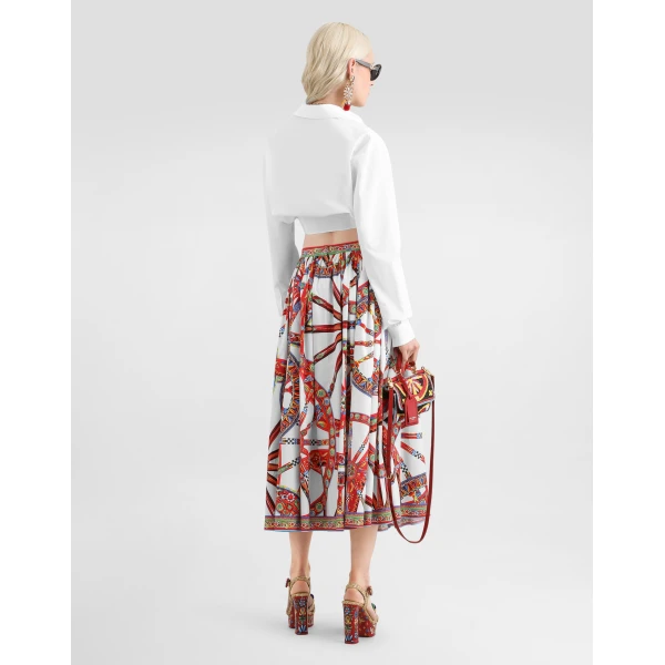 Dolce & Gabbana Carretto-print poplin long skirt, view 3