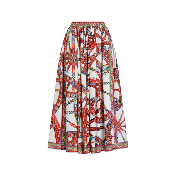 Dolce & Gabbana Carretto-print poplin long skirt