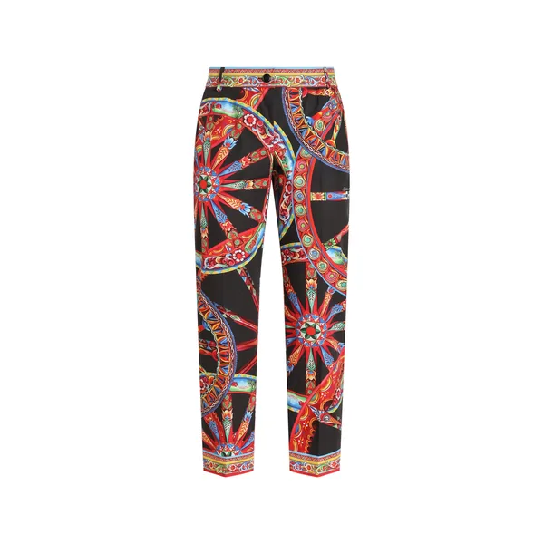 Dolce & Gabbana Carretto-print poplin trousers
