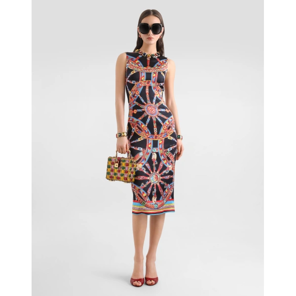 Dolce & Gabbana Carretto-print satin dress, view 2