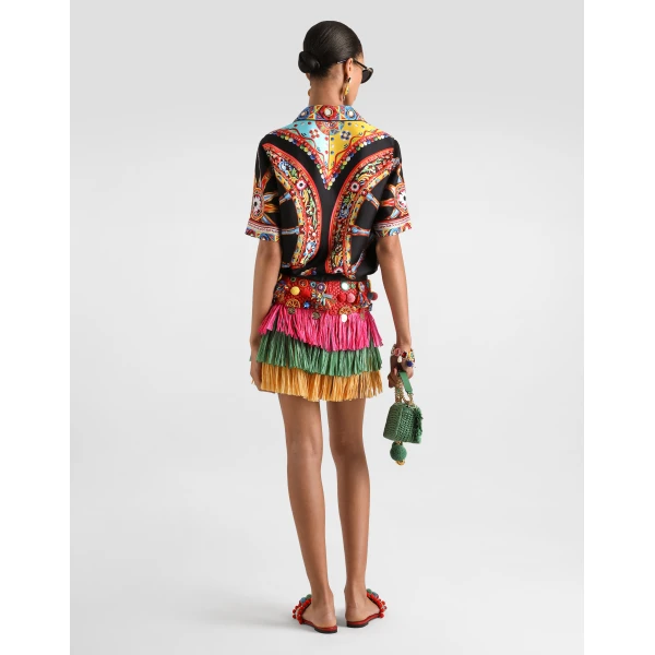Dolce & Gabbana Carretto-print silk twill vanity shirt, view 3