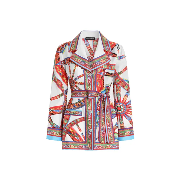 Carretto-print silk twill vanity shirt