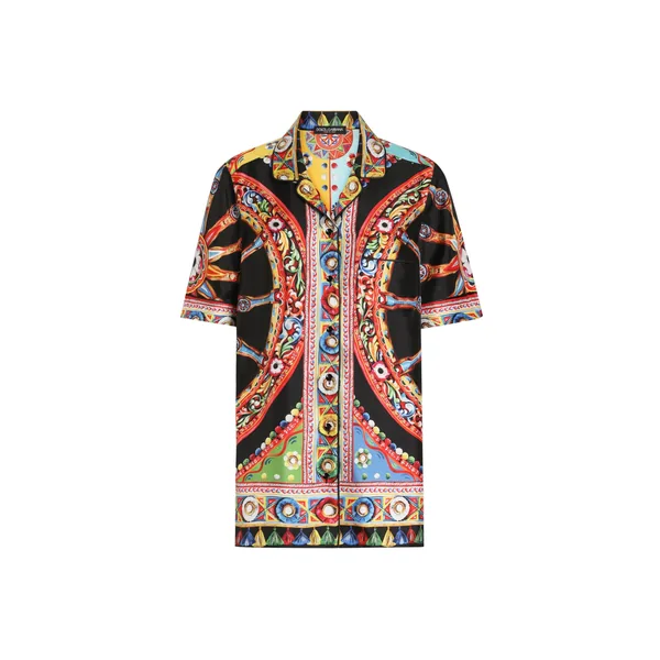 Carretto-print silk twill vanity shirt