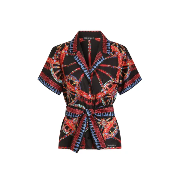 Carretto-print silk twill vanity shirt