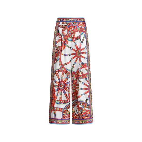 Dolce & Gabbana Carretto-print silk twill vanity trousers
