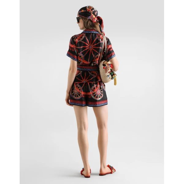 Dolce & Gabbana Carretto-print silk vanity bermuda shorts, view 3