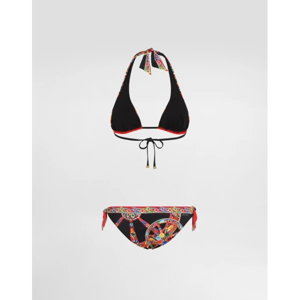 Dolce & Gabbana Carretto-print triangle bikini, view 2