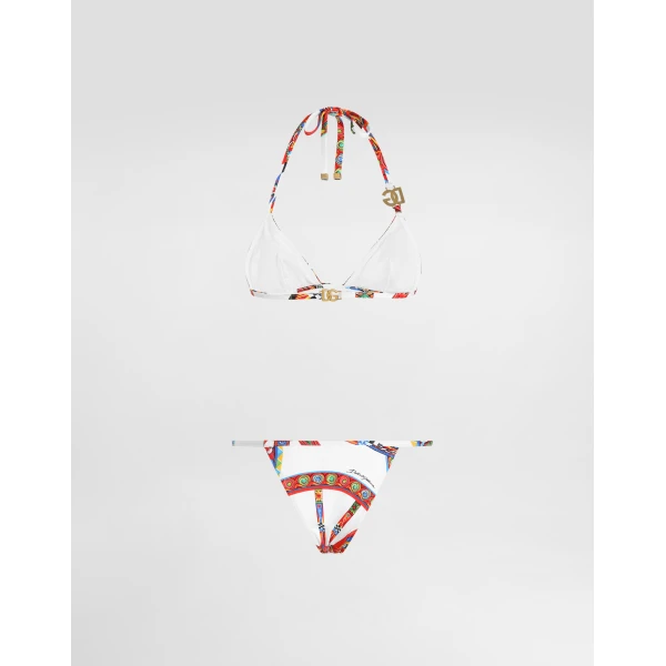 Dolce & Gabbana Carretto-print triangle bikini, view 2