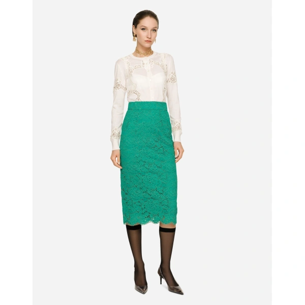 Dolce & Gabbana Cashmere and silk cardigan with lace inlay, view 2