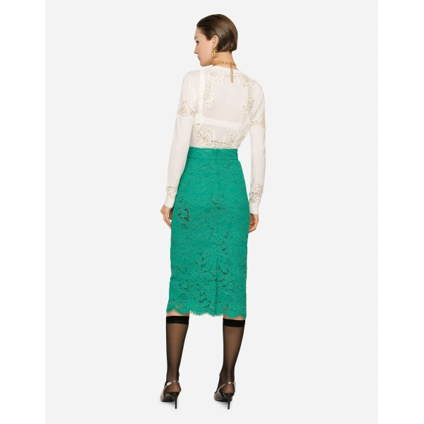 Dolce & Gabbana Cashmere and silk cardigan with lace inlay, view 3