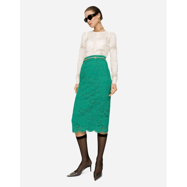 Dolce & Gabbana Cashmere and silk cardigan with lace inlay, view 5